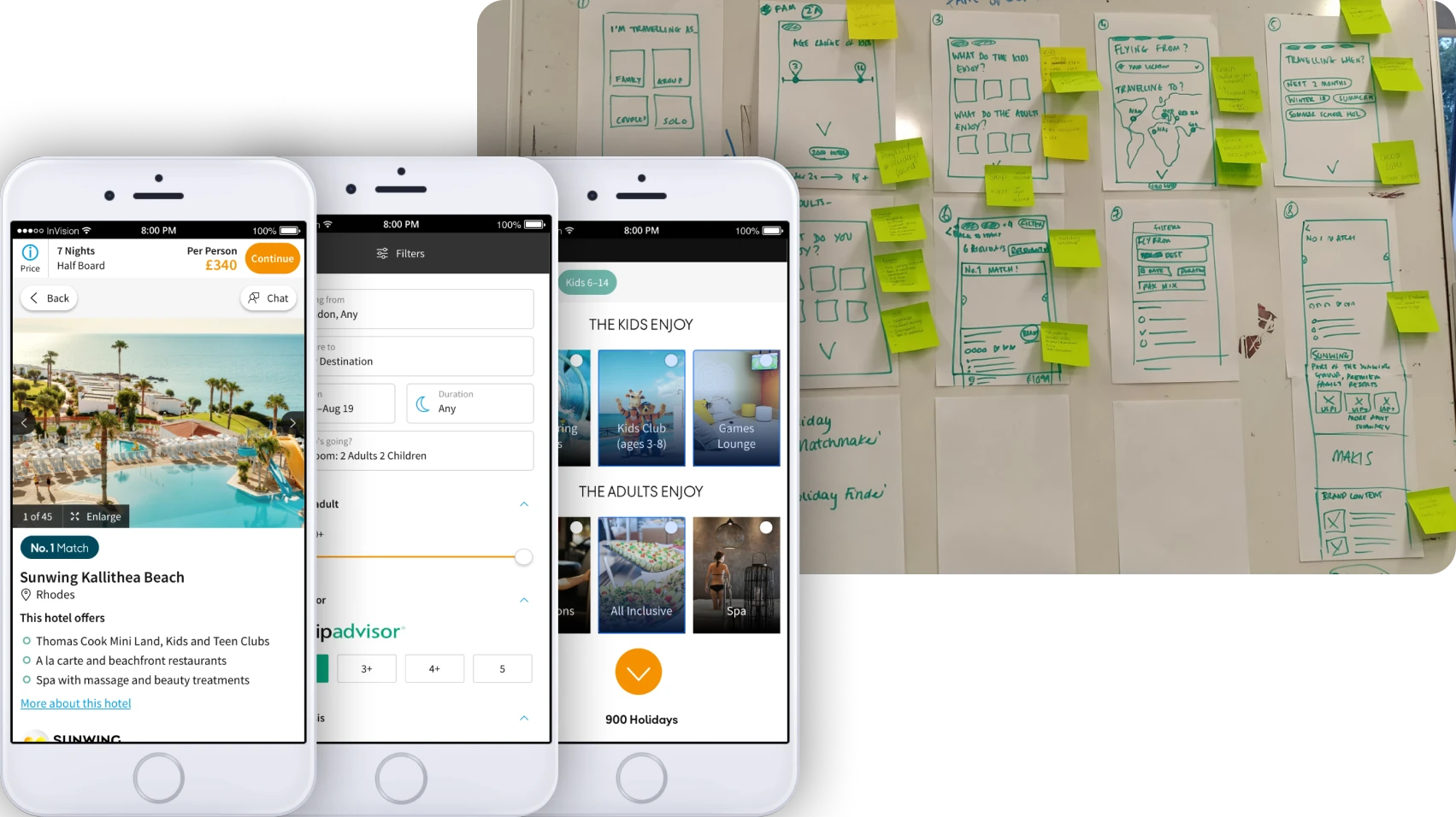 Iterated prototype screens and team sketches