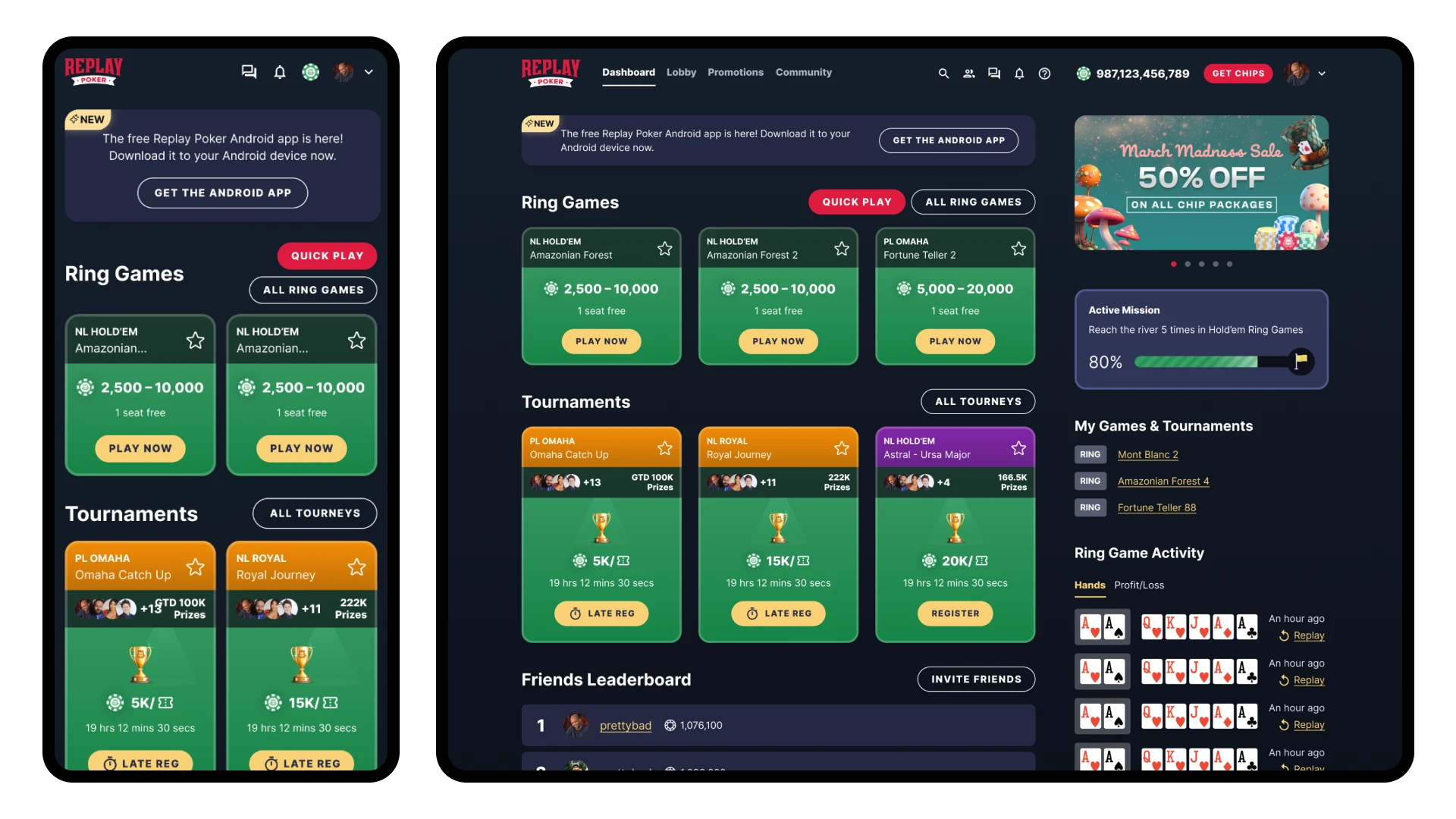 Dashboard designs from the new look and feel